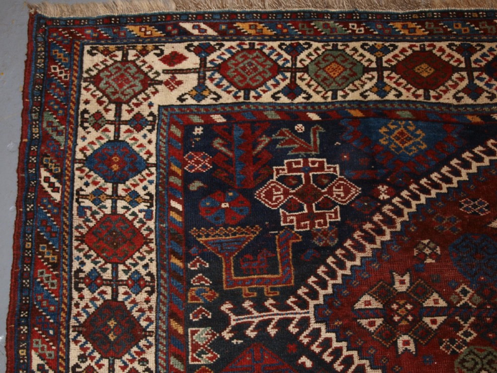 ANTIQUE TRIBAL QASHQAI CARPET, OUTSTANDING EXAMPLE, CIRCA 1880. View VI