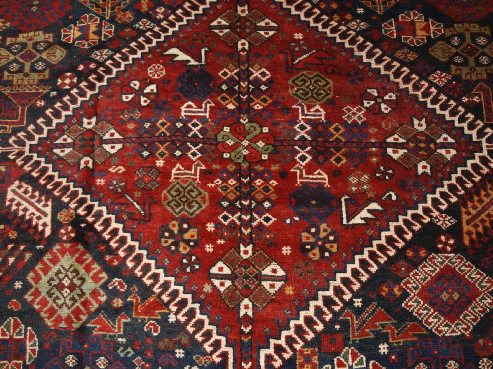 ANTIQUE TRIBAL QASHQAI CARPET, OUTSTANDING EXAMPLE, CIRCA 1880. View X