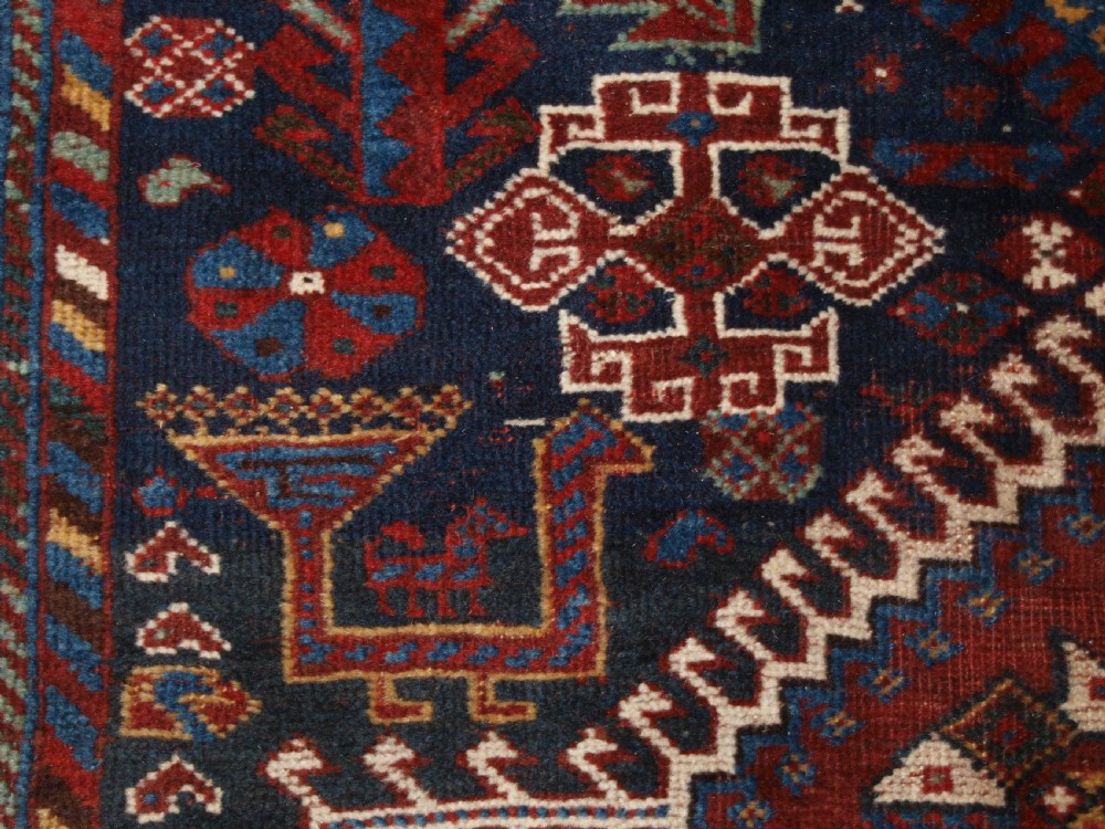 ANTIQUE TRIBAL QASHQAI CARPET, OUTSTANDING EXAMPLE, CIRCA 1880. View XII