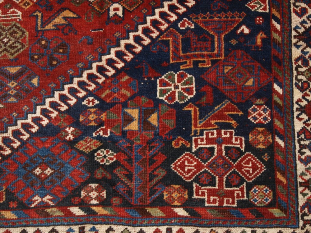 ANTIQUE TRIBAL QASHQAI CARPET, OUTSTANDING EXAMPLE, CIRCA 1880. View XIII