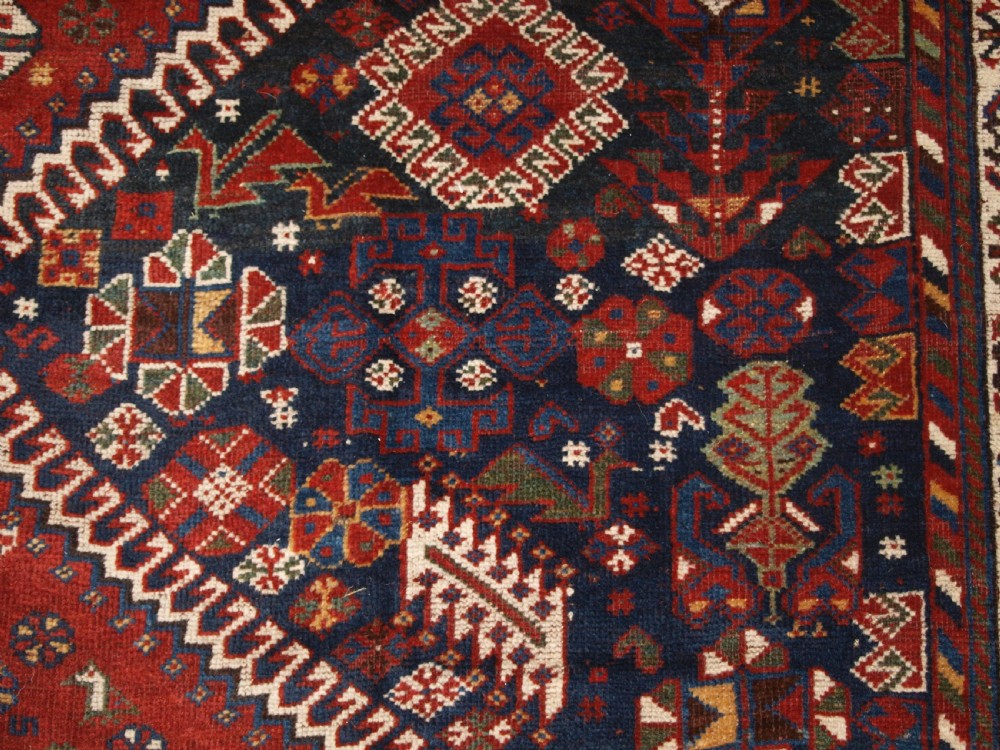 ANTIQUE TRIBAL QASHQAI CARPET, OUTSTANDING EXAMPLE, CIRCA 1880. View XIV
