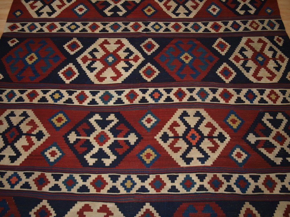 ANTIQUE CAUCASIAN SHIRVAN KILIM, CLASSIC DESIGN WITH GREAT COLOUR, CIRCA 1880. View V