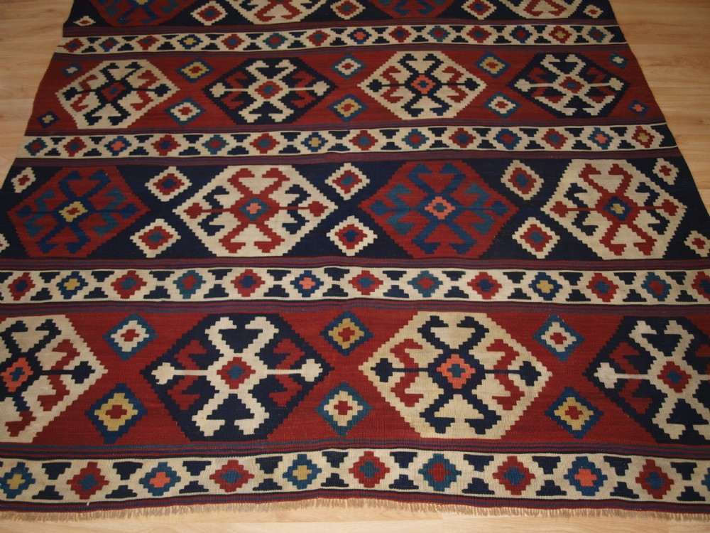 ANTIQUE CAUCASIAN SHIRVAN KILIM, CLASSIC DESIGN WITH GREAT COLOUR, CIRCA 1880. View VI