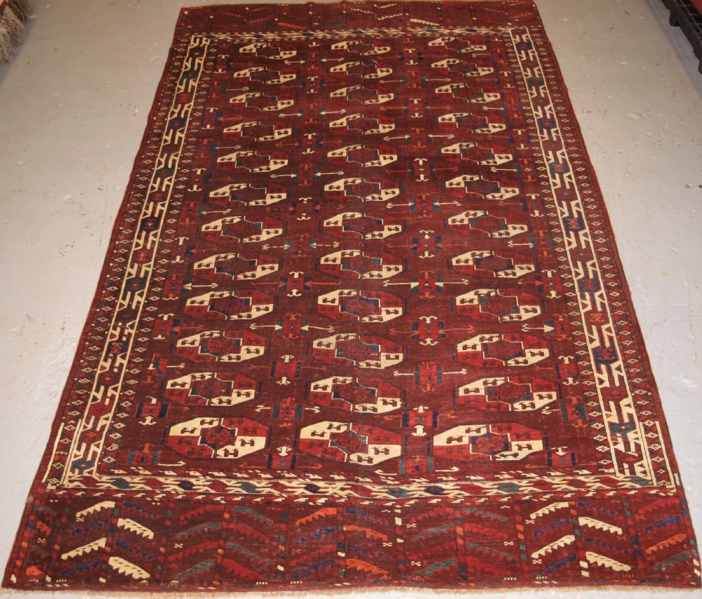 ANTIQUE YOMUT TURKMEN MAIN CARPET, IGDYR TRIBE, RARE FORMAT, OUTSTANDING CONDITION, 19TH CENTURY.