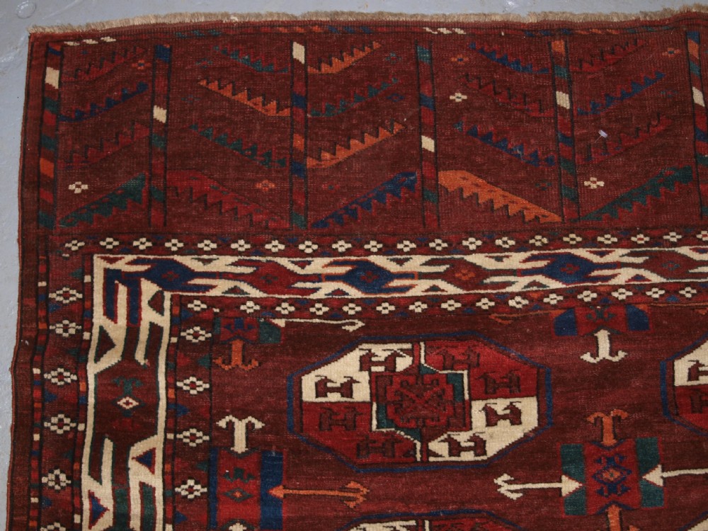 ANTIQUE YOMUT TURKMEN MAIN CARPET, IGDYR TRIBE, RARE FORMAT, OUTSTANDING CONDITION, 19TH CENTURY. View II