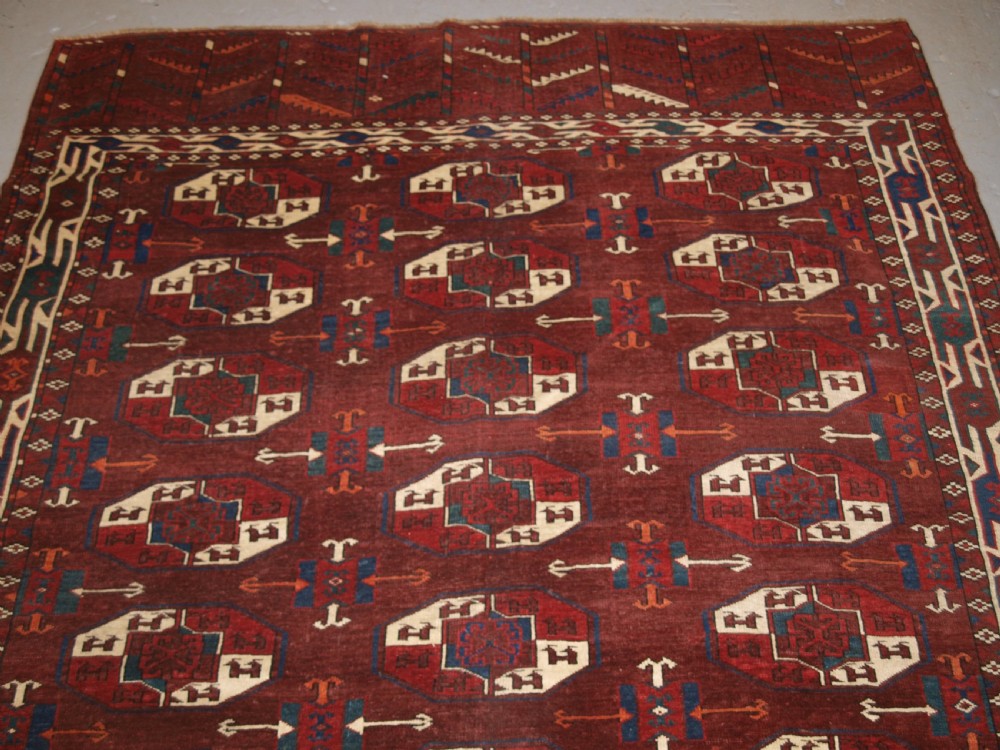ANTIQUE YOMUT TURKMEN MAIN CARPET, IGDYR TRIBE, RARE FORMAT, OUTSTANDING CONDITION, 19TH CENTURY. View III