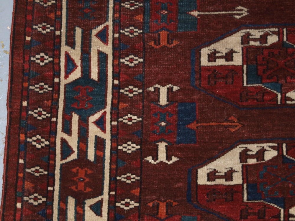 ANTIQUE YOMUT TURKMEN MAIN CARPET, IGDYR TRIBE, RARE FORMAT, OUTSTANDING CONDITION, 19TH CENTURY. View IV