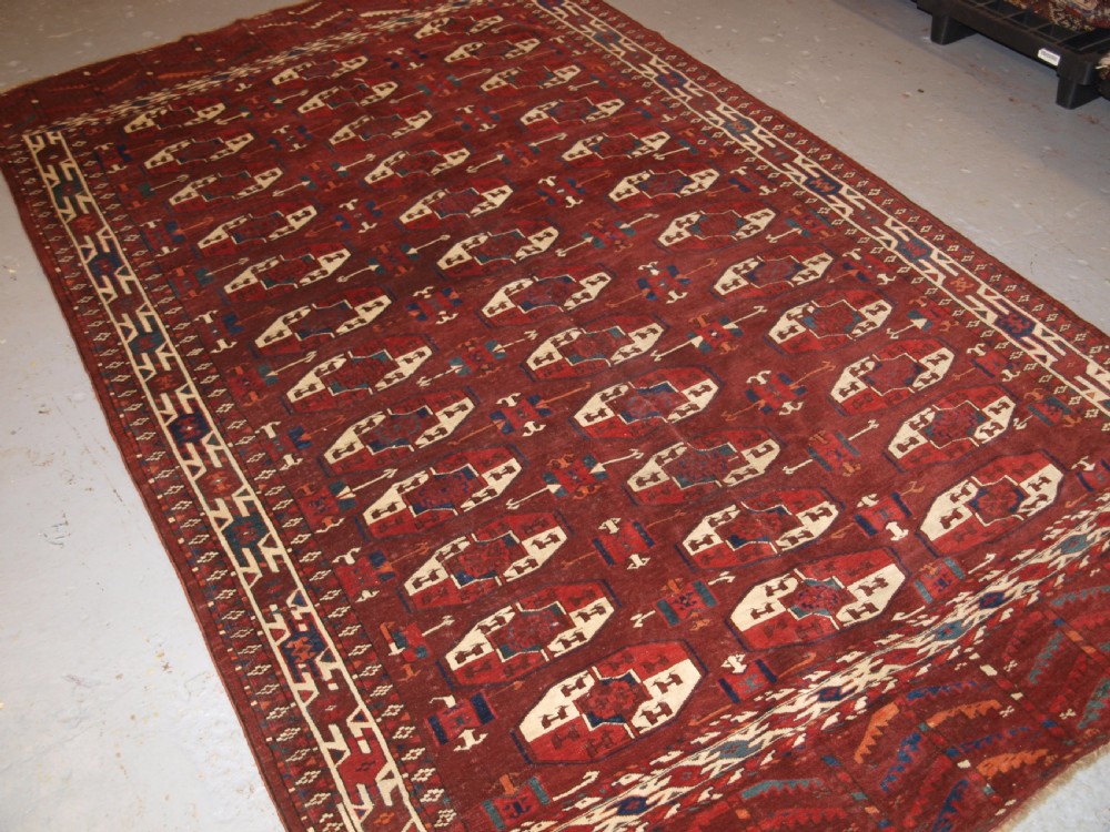 ANTIQUE YOMUT TURKMEN MAIN CARPET, IGDYR TRIBE, RARE FORMAT, OUTSTANDING CONDITION, 19TH CENTURY. View V