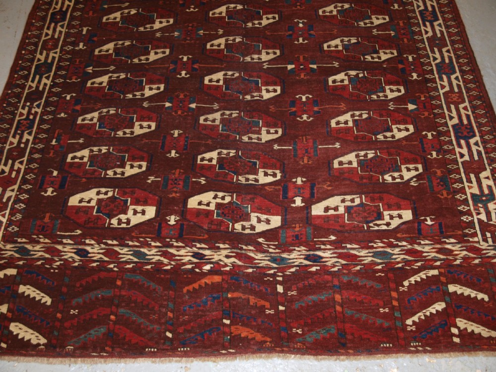 ANTIQUE YOMUT TURKMEN MAIN CARPET, IGDYR TRIBE, RARE FORMAT, OUTSTANDING CONDITION, 19TH CENTURY. View VI
