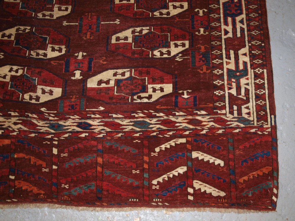 ANTIQUE YOMUT TURKMEN MAIN CARPET, IGDYR TRIBE, RARE FORMAT, OUTSTANDING CONDITION, 19TH CENTURY. View IX