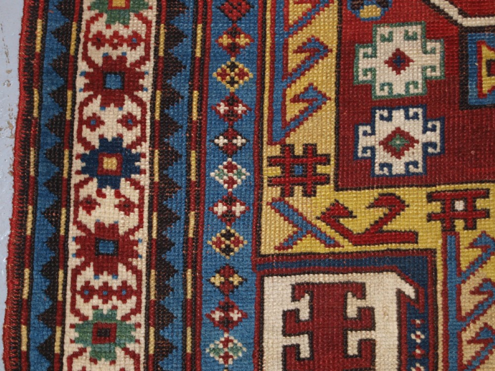 ANTIQUE CAUCASIAN KASIM-USAG RUG, CLASSIC DESIGN WITH SUPERB COLOUR, DATED, 1893. View III