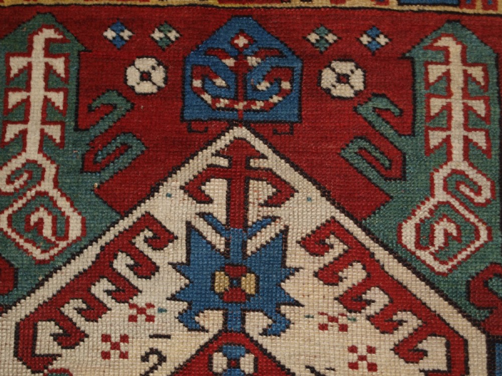 ANTIQUE CAUCASIAN KASIM-USAG RUG, CLASSIC DESIGN WITH SUPERB COLOUR, DATED, 1893. View VII