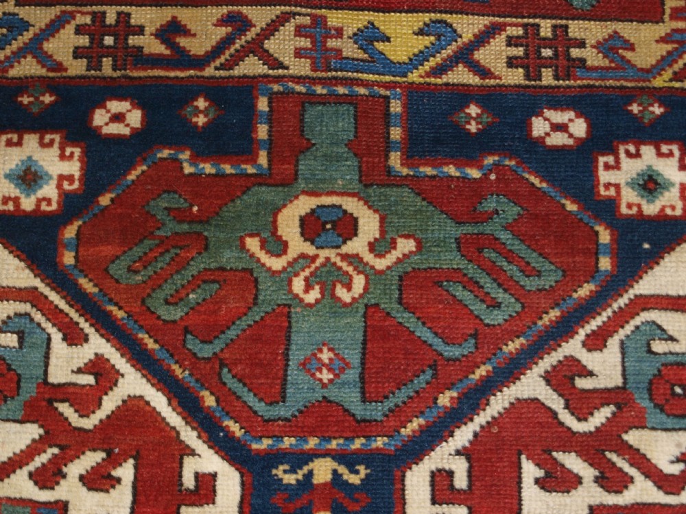 ANTIQUE CAUCASIAN KASIM-USAG RUG, CLASSIC DESIGN WITH SUPERB COLOUR, DATED, 1893. View XIII