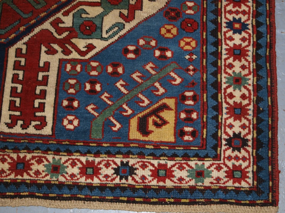 ANTIQUE CAUCASIAN KASIM-USAG RUG, CLASSIC DESIGN WITH SUPERB COLOUR, DATED, 1893. View XV