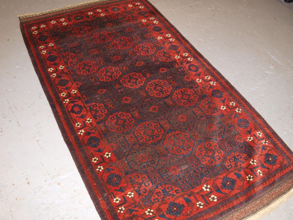 ANTIQUE BALUCH RUG WITH OUTSTANDING COLOUR, FULL PILE, GREAT BORDER, CIRCA 1880. View II