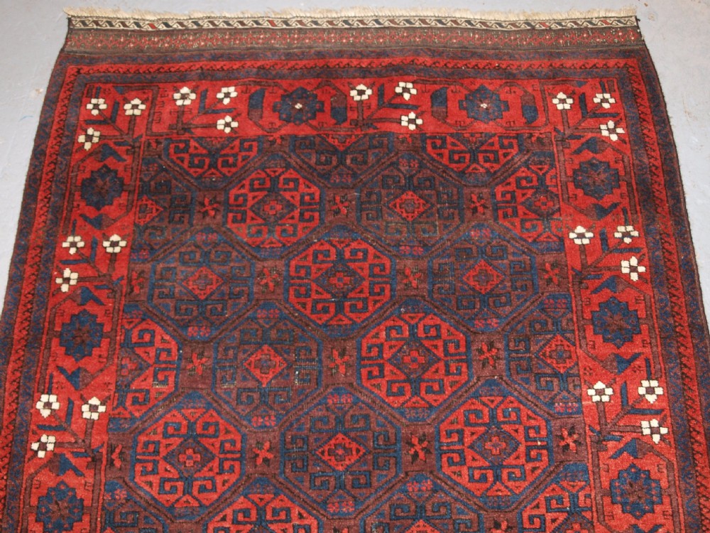ANTIQUE BALUCH RUG WITH OUTSTANDING COLOUR, FULL PILE, GREAT BORDER, CIRCA 1880. View V