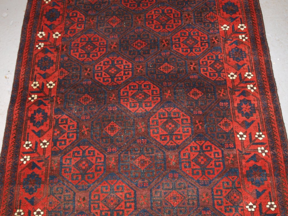 ANTIQUE BALUCH RUG WITH OUTSTANDING COLOUR, FULL PILE, GREAT BORDER, CIRCA 1880. View VI