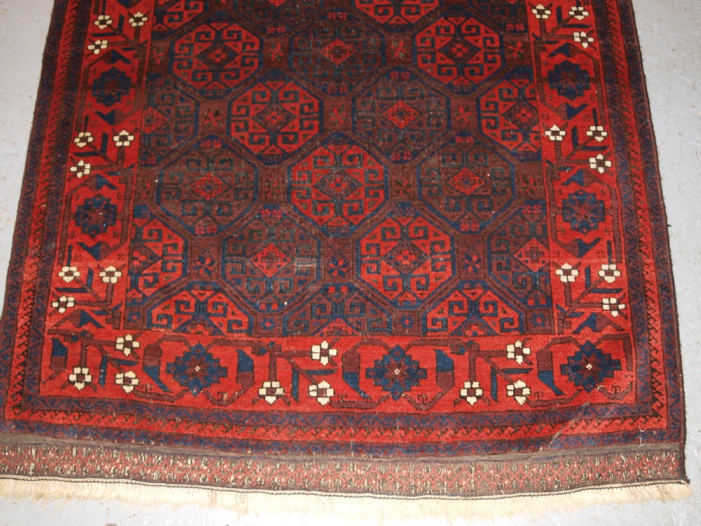 ANTIQUE BALUCH RUG WITH OUTSTANDING COLOUR, FULL PILE, GREAT BORDER, CIRCA 1880. View VII