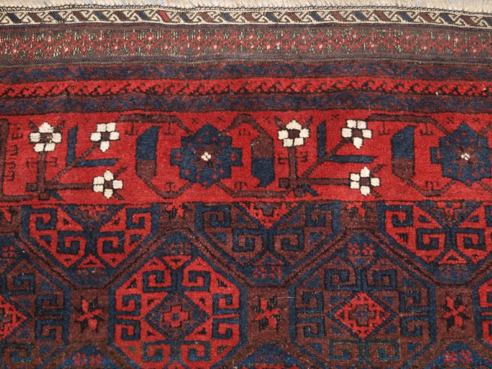 ANTIQUE BALUCH RUG WITH OUTSTANDING COLOUR, FULL PILE, GREAT BORDER, CIRCA 1880. View VIII