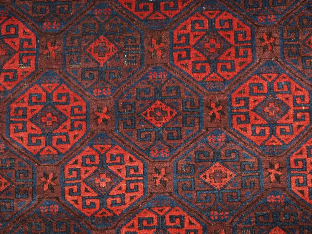 ANTIQUE BALUCH RUG WITH OUTSTANDING COLOUR, FULL PILE, GREAT BORDER, CIRCA 1880. View X
