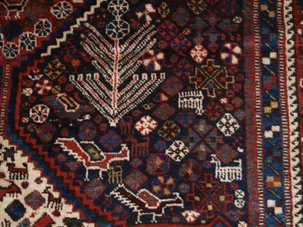ANTIQUE SOUTH WEST PERSIAN TRIBAL KHAMSEH RUG, TRIPLE MEDALLION, CIRCA 1900. View XI