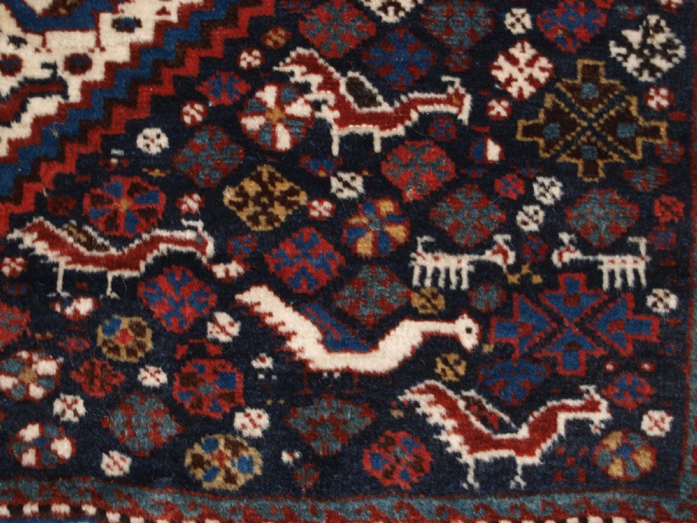 ANTIQUE SOUTH WEST PERSIAN TRIBAL KHAMSEH RUG, TRIPLE MEDALLION, CIRCA 1900. View XII