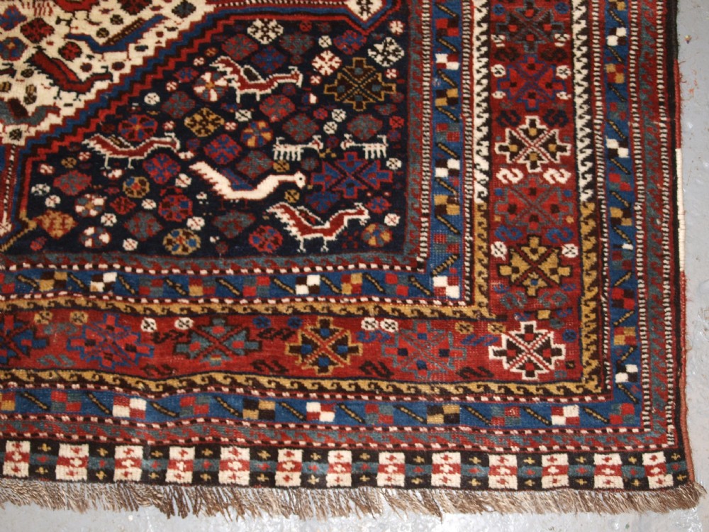 ANTIQUE SOUTH WEST PERSIAN TRIBAL KHAMSEH RUG, TRIPLE MEDALLION, CIRCA 1900. View XIV