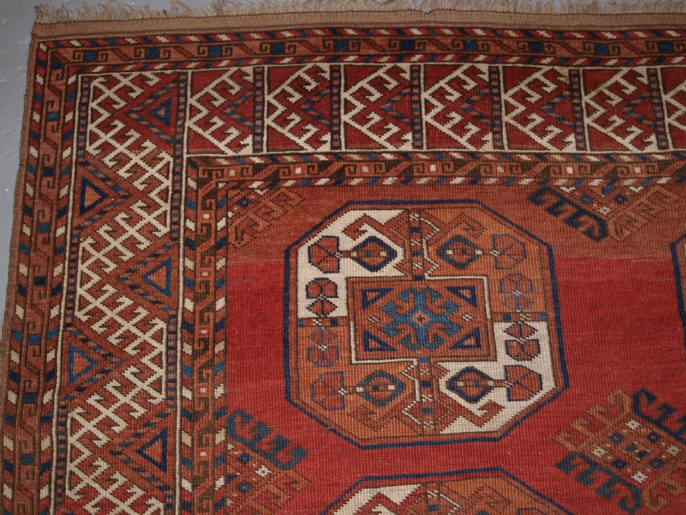 ANTIQUE ERSARI KIZIL AYAK TURKMEN MAIN CARPET, SUPERB COLOUR AND CONDITION, CIRCA 1880. View II