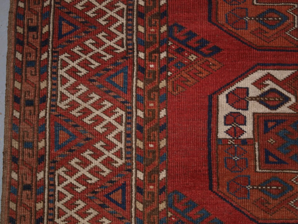 ANTIQUE ERSARI KIZIL AYAK TURKMEN MAIN CARPET, SUPERB COLOUR AND CONDITION, CIRCA 1880. View III