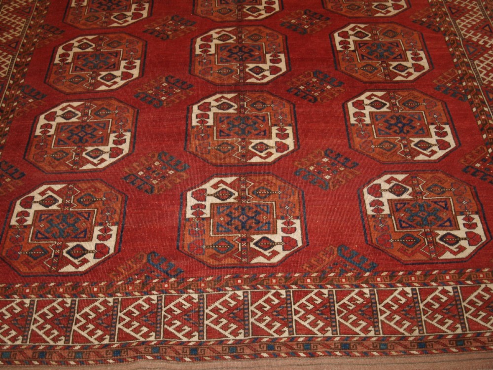 ANTIQUE ERSARI KIZIL AYAK TURKMEN MAIN CARPET, SUPERB COLOUR AND CONDITION, CIRCA 1880. View VI