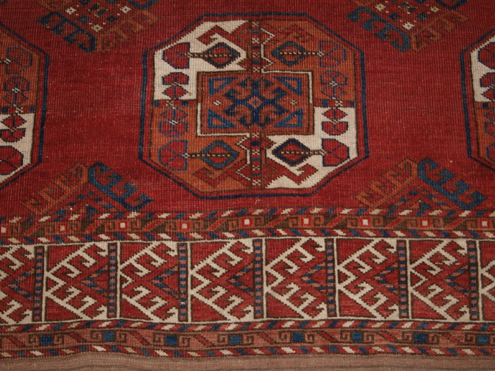 ANTIQUE ERSARI KIZIL AYAK TURKMEN MAIN CARPET, SUPERB COLOUR AND CONDITION, CIRCA 1880. View X