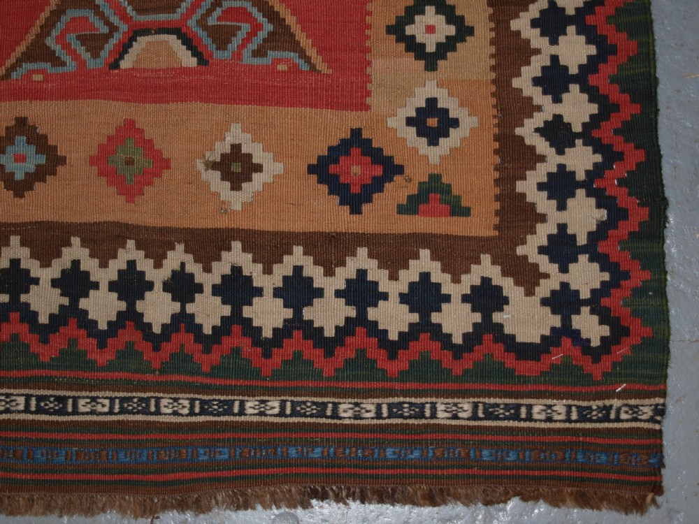 ANTIQUE SOUTH WEST PERSIAN QASHQAI KILIM WITH SUPERB COLOUR AND DESIGN, CIRCA 1900. View IX