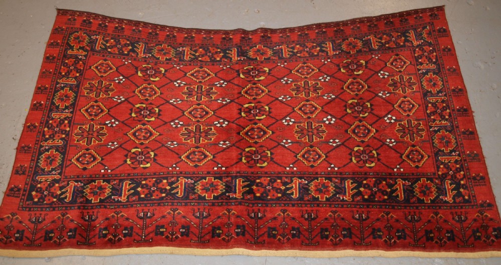 ANTIQUE BESHIR TURKMEN CHUVAL CAMEL BAG OF LARGE SIZE, CIRCA 1900.