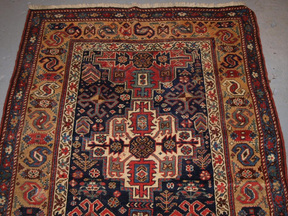 ANTIQUE KURDISH LONG RUG WITH MEDALLION DESIGN, SUPERB COLOUR, CIRCA 1880. View III