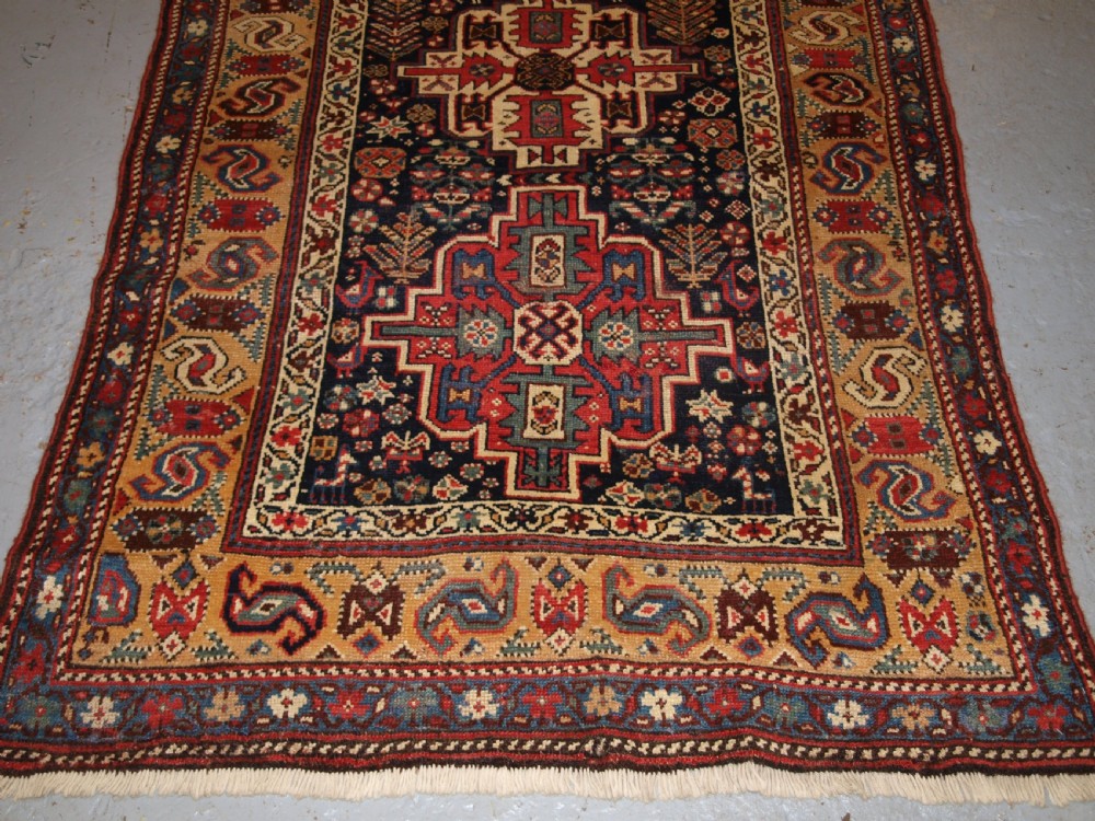 ANTIQUE KURDISH LONG RUG WITH MEDALLION DESIGN, SUPERB COLOUR, CIRCA 1880. View VII