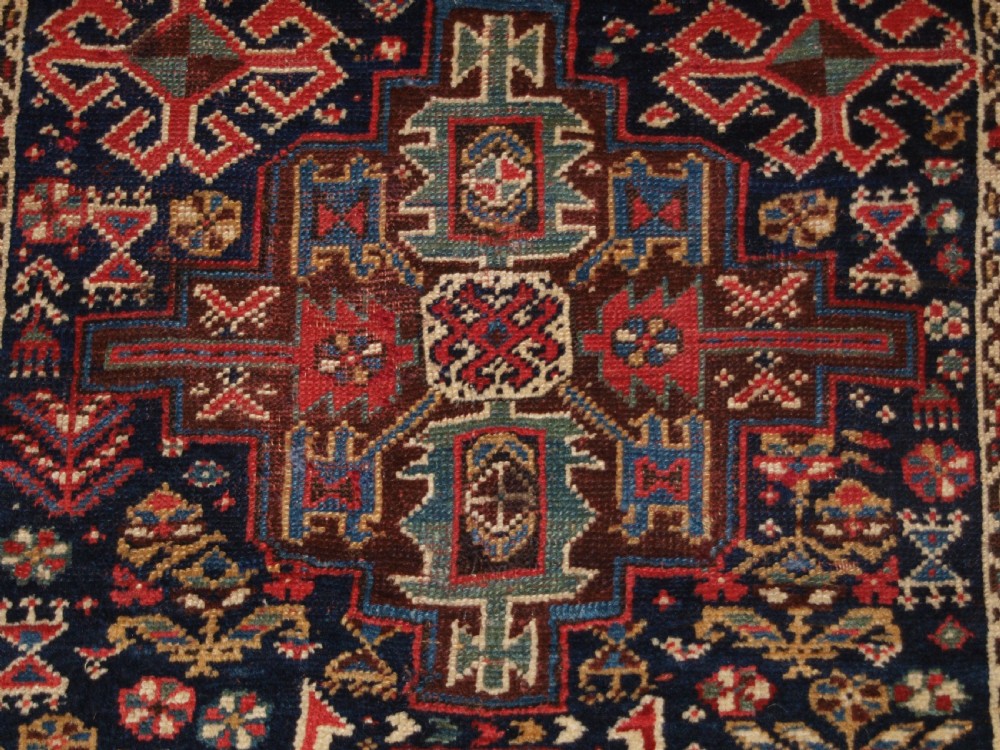 ANTIQUE KURDISH LONG RUG WITH MEDALLION DESIGN, SUPERB COLOUR, CIRCA 1880. View IX