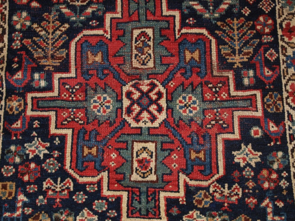 ANTIQUE KURDISH LONG RUG WITH MEDALLION DESIGN, SUPERB COLOUR, CIRCA 1880. View X