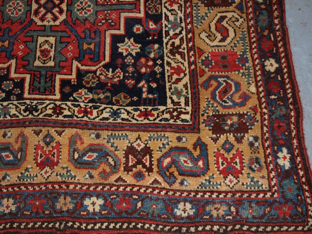 ANTIQUE KURDISH LONG RUG WITH MEDALLION DESIGN, SUPERB COLOUR, CIRCA 1880. View XIII