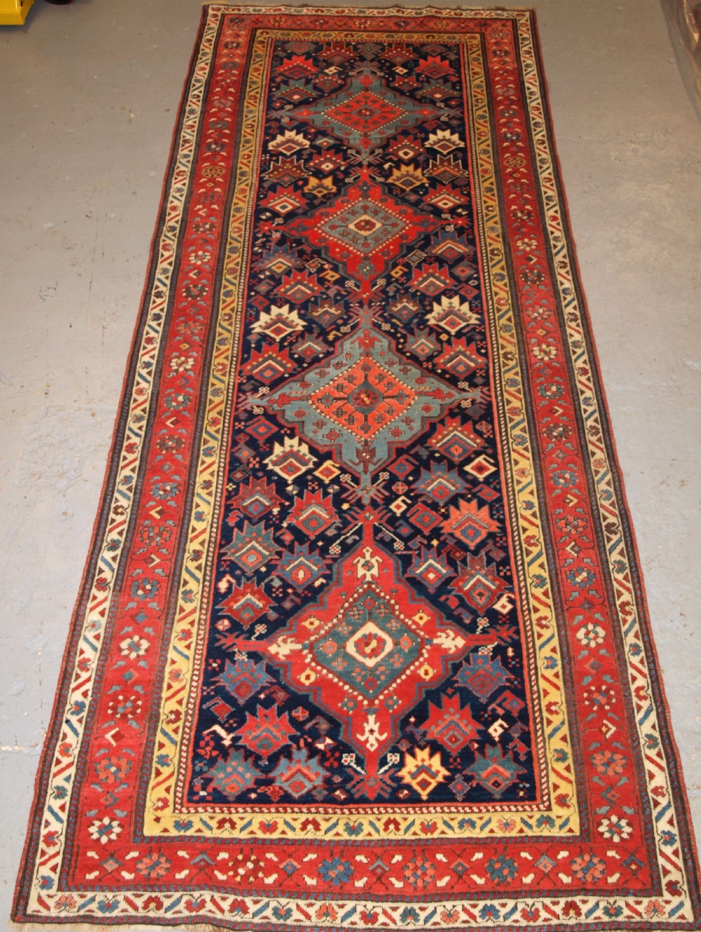 ANTIQUE SOUTH CAUCASIAN RUNNER WITH OUTSTANDING COLOUR AND DESIGN, LATE 19TH CENTURY.