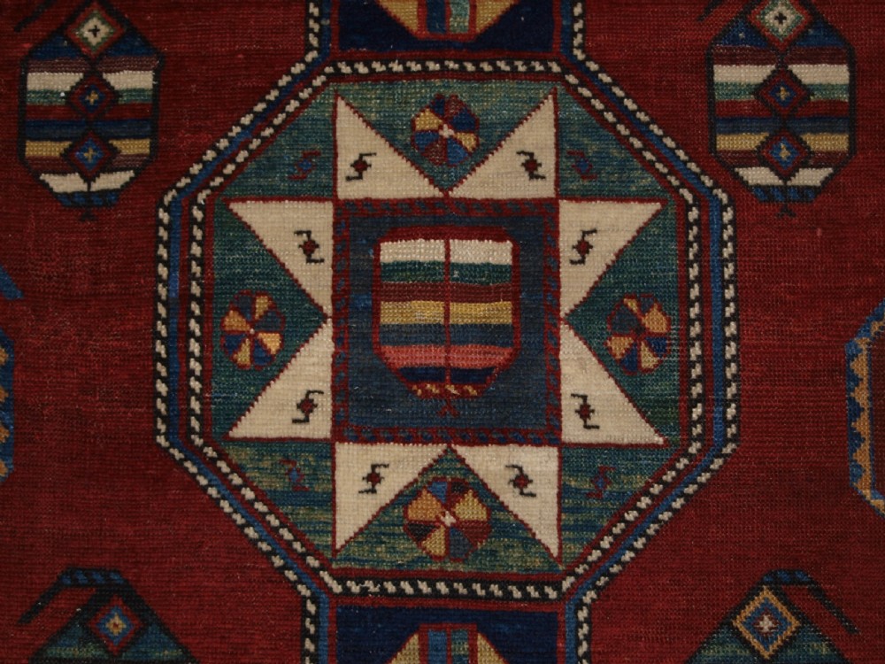 ANTIQUE CAUCASIAN SHIRVAN RUG WITH UNUSUAL STAR DESIGN, LATE 19TH CENTURY. View VII