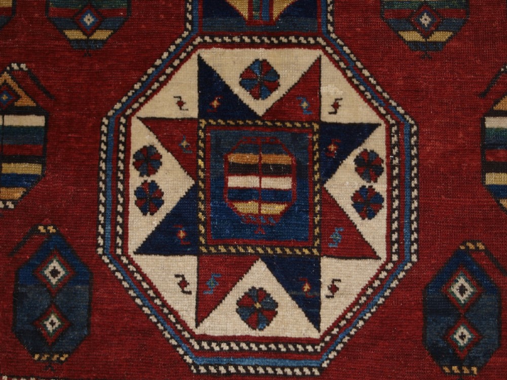 ANTIQUE CAUCASIAN SHIRVAN RUG WITH UNUSUAL STAR DESIGN, LATE 19TH CENTURY. View X