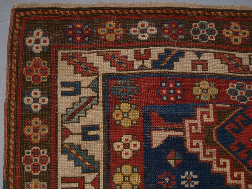 ANTIQUE CAUCASIAN KAZAK RUG, FIVE MEDALLION DESIGN, GREAT COLOURS, CIRCA 1880. View II