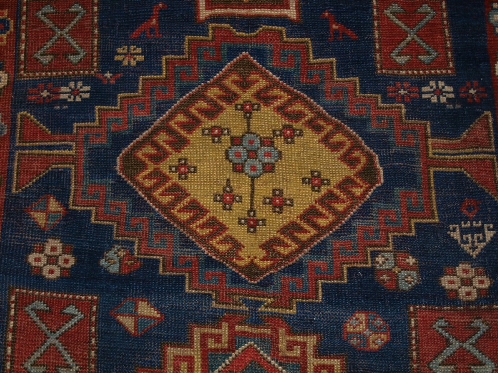 ANTIQUE CAUCASIAN KAZAK RUG, FIVE MEDALLION DESIGN, GREAT COLOURS, CIRCA 1880. View VII