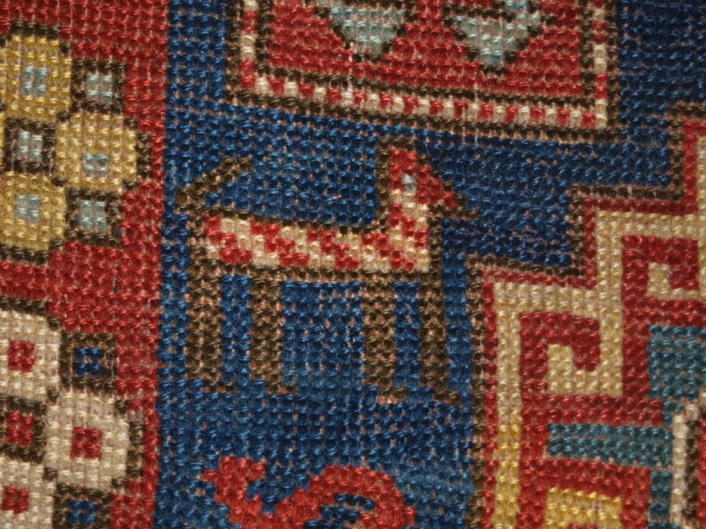 ANTIQUE CAUCASIAN KAZAK RUG, FIVE MEDALLION DESIGN, GREAT COLOURS, CIRCA 1880. View IX