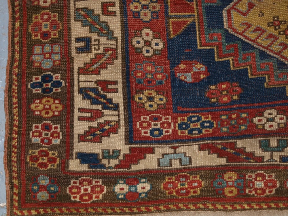 ANTIQUE CAUCASIAN KAZAK RUG, FIVE MEDALLION DESIGN, GREAT COLOURS, CIRCA 1880. View XV