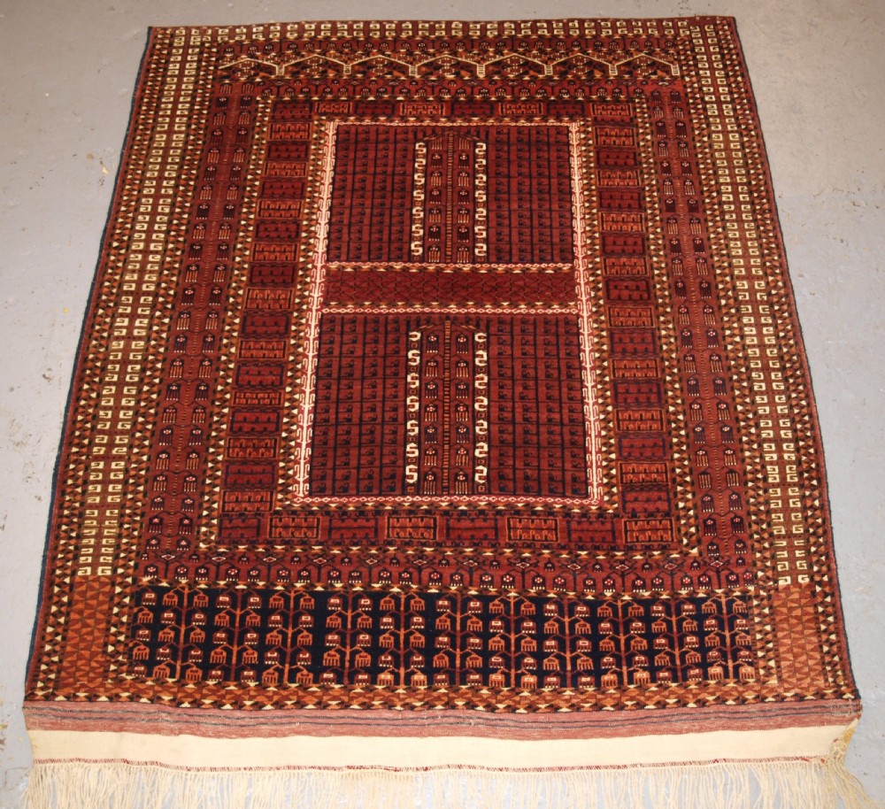 ANTIQUE SARYK TURKMEN ENSI DOOR HANGING, COTTON AND SILK HIGHLIGHTS, 4TH QUARTER 19TH CENTURY.