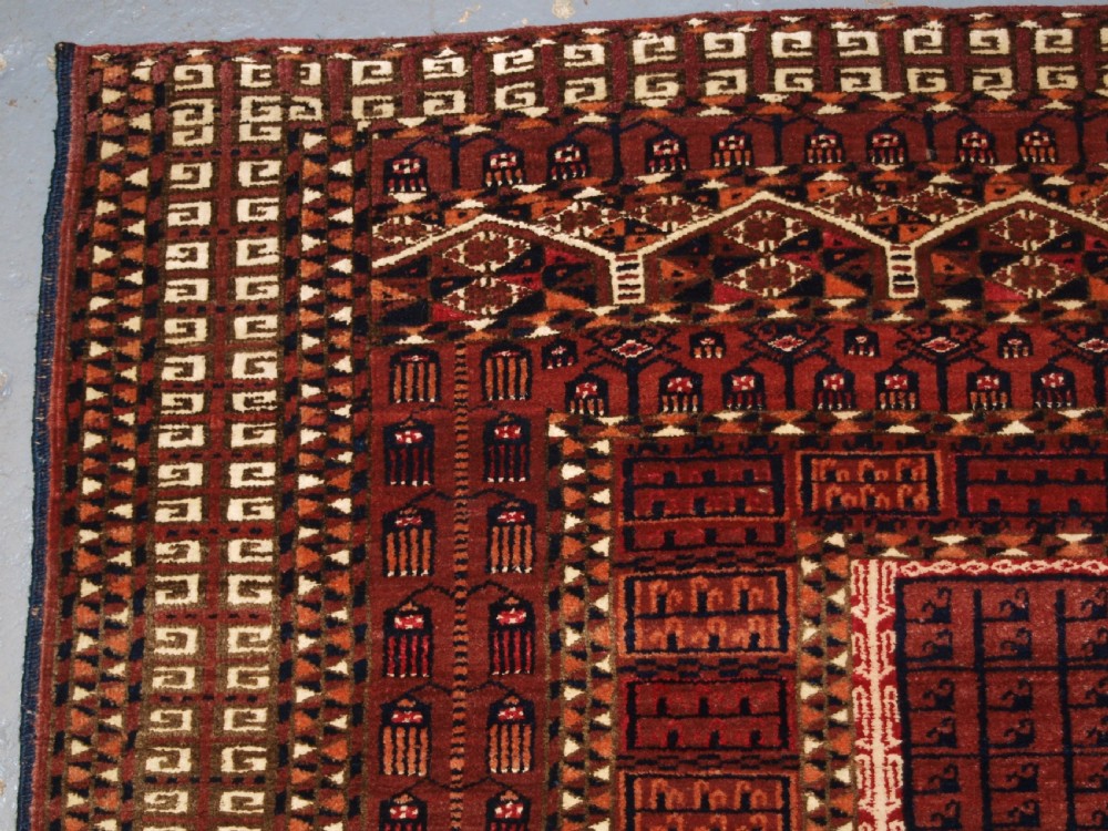 ANTIQUE SARYK TURKMEN ENSI DOOR HANGING, COTTON AND SILK HIGHLIGHTS, 4TH QUARTER 19TH CENTURY. View II