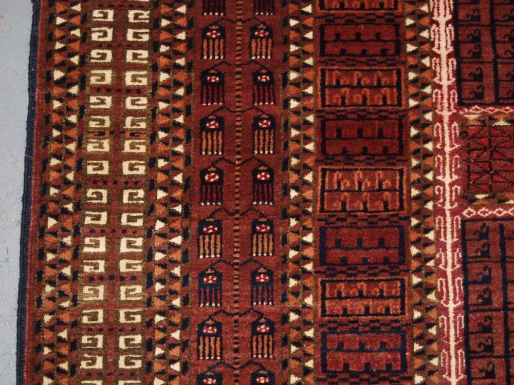 ANTIQUE SARYK TURKMEN ENSI DOOR HANGING, COTTON AND SILK HIGHLIGHTS, 4TH QUARTER 19TH CENTURY. View III