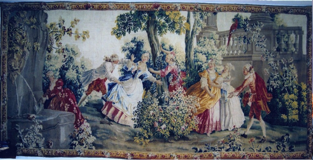 ANTIQUE LOUIS XV AUBUSSON TAPESTRY, AFTER JEAN-BAPTISTE OUDRY, CIRCA 1770.