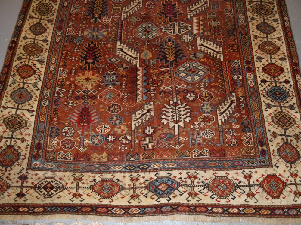 ANTIQUE TRIBAL SHEKARLU QASHQAI RUG OF CLASSIC DESIGN, CIRCA 1880. View VI